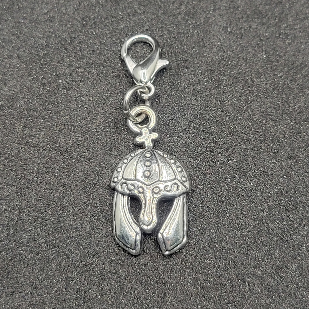 Clip On spartan gladiator helmet battle charms pendant men dreadlocks women
